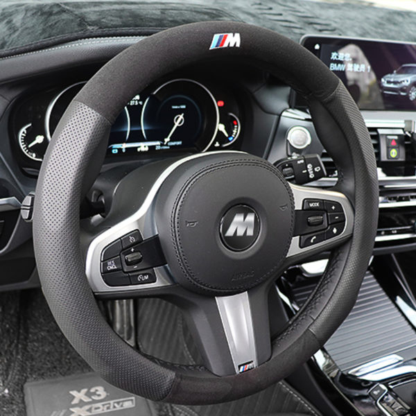 BMW X3 LEATHER STEERING WHEEL COVER - Image 3